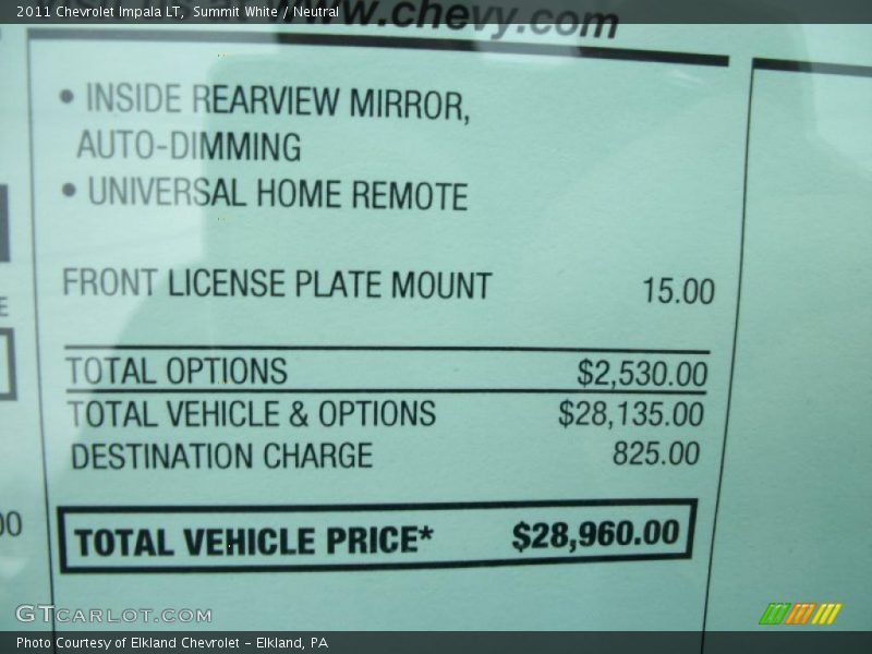 Summit White / Neutral 2011 Chevrolet Impala LT
