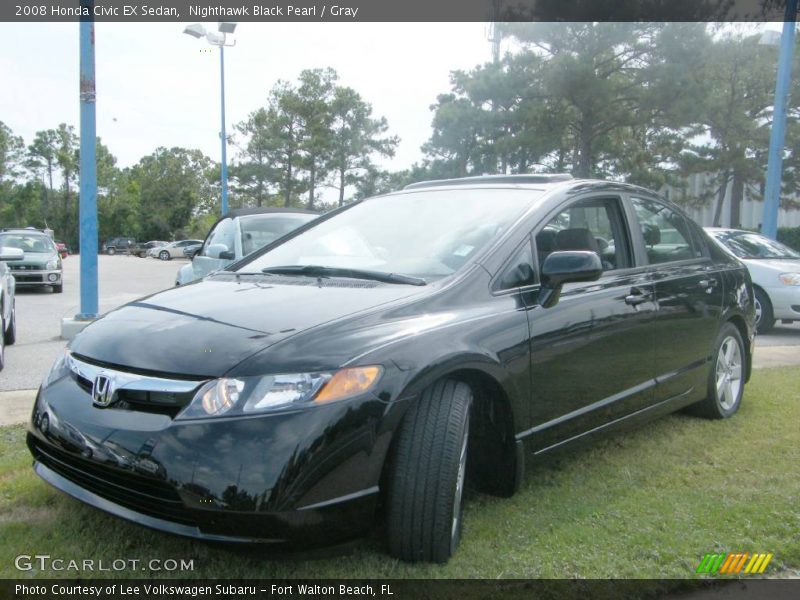 Nighthawk Black Pearl / Gray 2008 Honda Civic EX Sedan