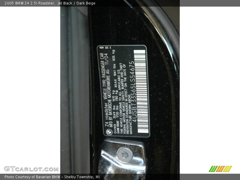 Jet Black / Dark Beige 2005 BMW Z4 2.5i Roadster