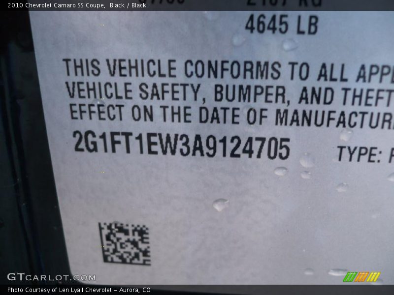 Black / Black 2010 Chevrolet Camaro SS Coupe