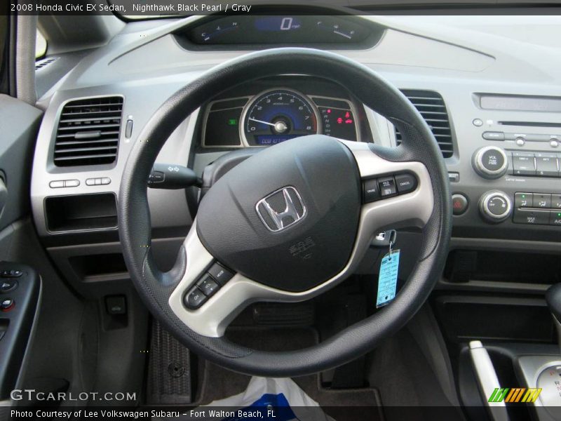 Nighthawk Black Pearl / Gray 2008 Honda Civic EX Sedan
