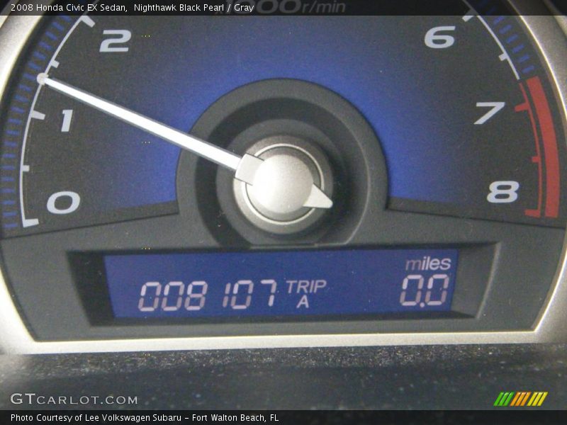Nighthawk Black Pearl / Gray 2008 Honda Civic EX Sedan