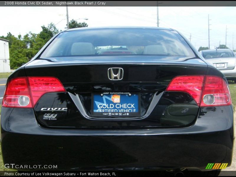 Nighthawk Black Pearl / Gray 2008 Honda Civic EX Sedan