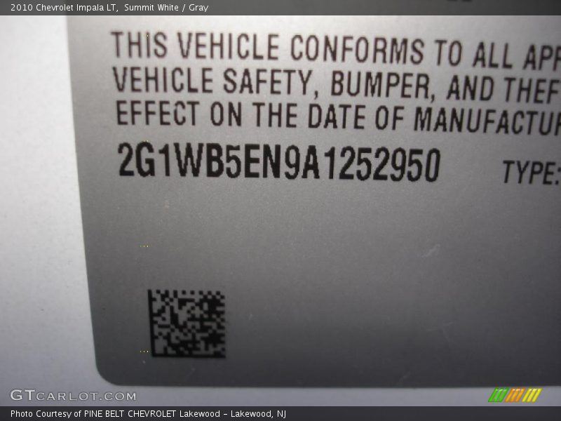 Summit White / Gray 2010 Chevrolet Impala LT