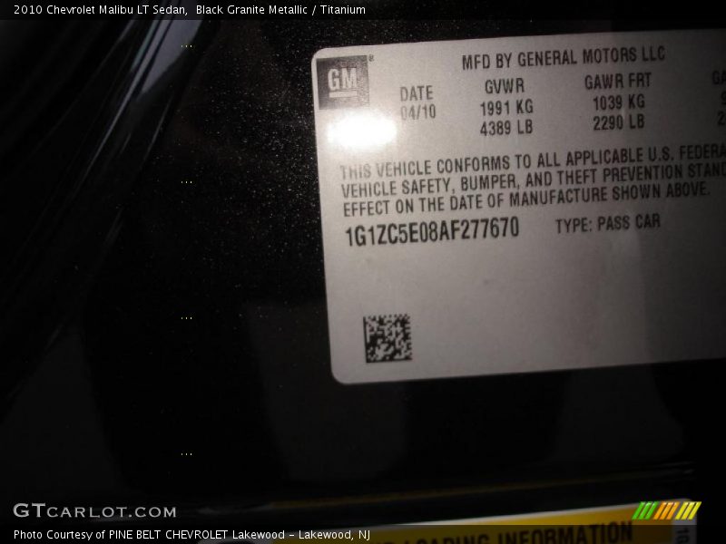 Black Granite Metallic / Titanium 2010 Chevrolet Malibu LT Sedan