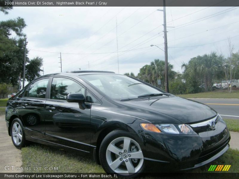 Nighthawk Black Pearl / Gray 2008 Honda Civic EX Sedan