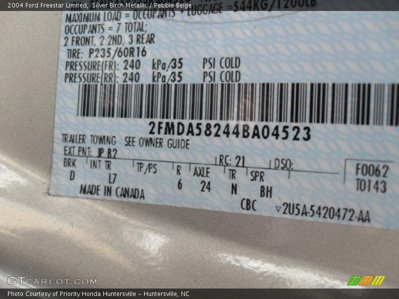 Silver Birch Metallic / Pebble Beige 2004 Ford Freestar Limited