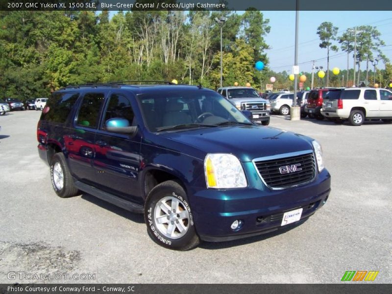 Blue-Green Crystal / Cocoa/Light Cashmere 2007 GMC Yukon XL 1500 SLE