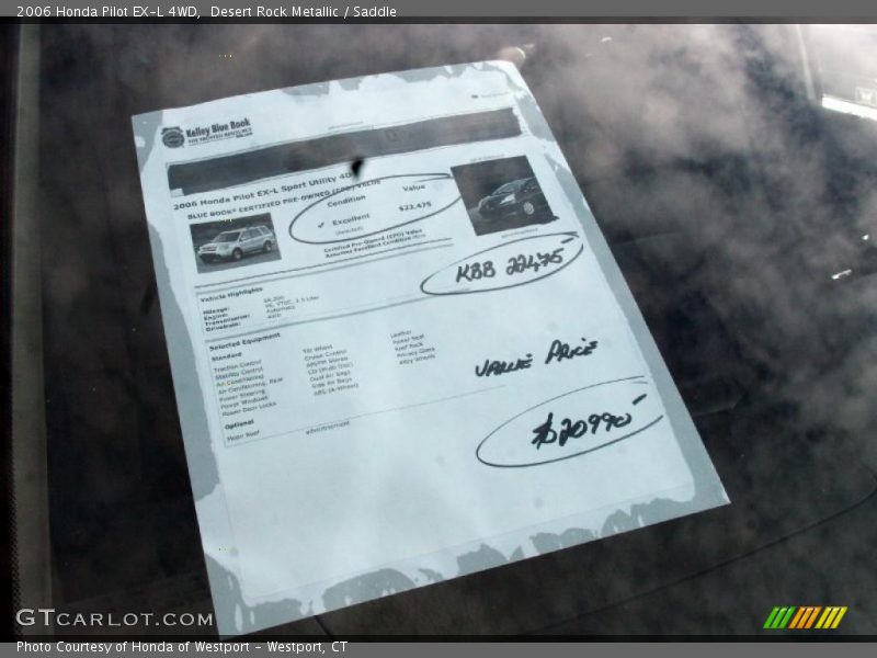 Desert Rock Metallic / Saddle 2006 Honda Pilot EX-L 4WD