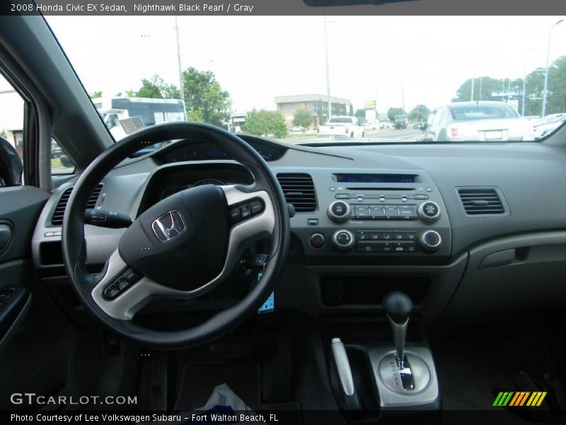 Nighthawk Black Pearl / Gray 2008 Honda Civic EX Sedan