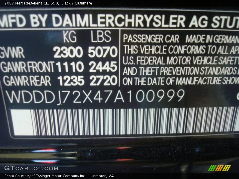 Black / Cashmere 2007 Mercedes-Benz CLS 550