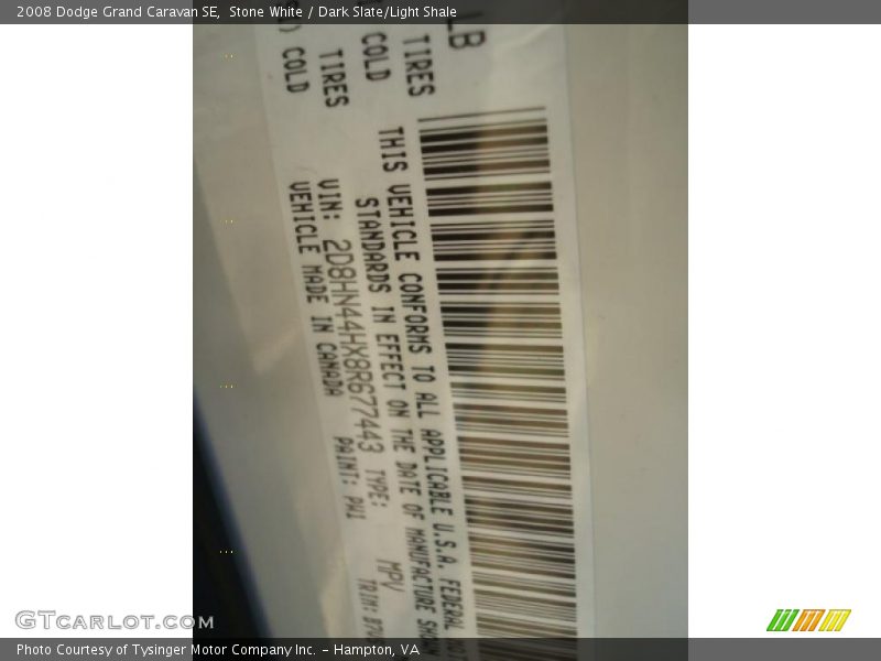 Stone White / Dark Slate/Light Shale 2008 Dodge Grand Caravan SE