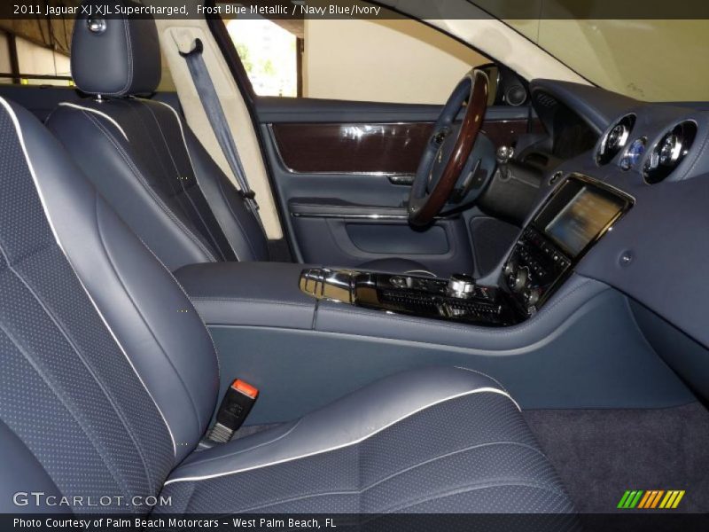 Frost Blue Metallic / Navy Blue/Ivory 2011 Jaguar XJ XJL Supercharged