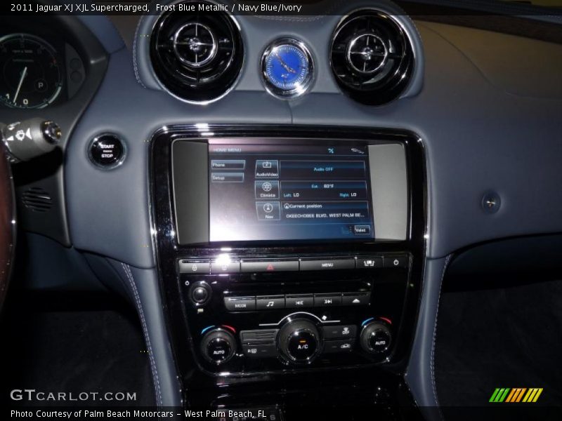Frost Blue Metallic / Navy Blue/Ivory 2011 Jaguar XJ XJL Supercharged