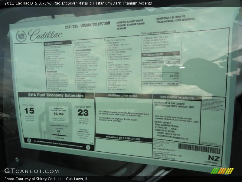  2011 DTS Luxury Window Sticker