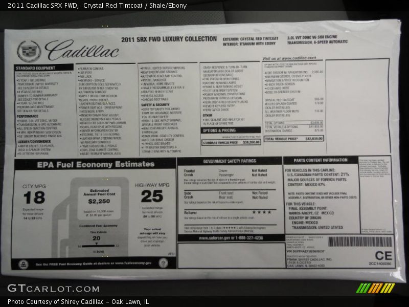 Crystal Red Tintcoat / Shale/Ebony 2011 Cadillac SRX FWD
