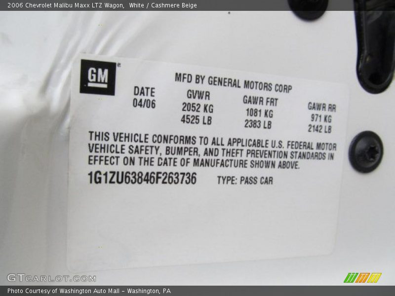 White / Cashmere Beige 2006 Chevrolet Malibu Maxx LTZ Wagon