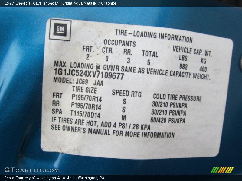 Bright Aqua Metallic / Graphite 1997 Chevrolet Cavalier Sedan