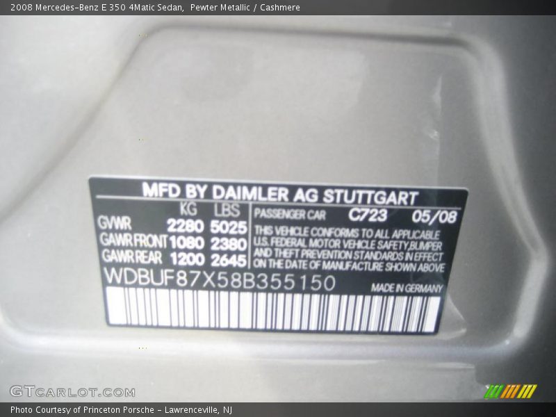 Pewter Metallic / Cashmere 2008 Mercedes-Benz E 350 4Matic Sedan