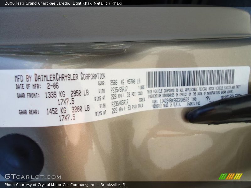 Light Khaki Metallic / Khaki 2006 Jeep Grand Cherokee Laredo