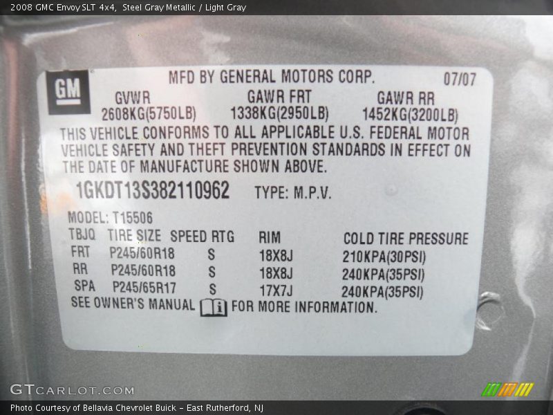 Steel Gray Metallic / Light Gray 2008 GMC Envoy SLT 4x4