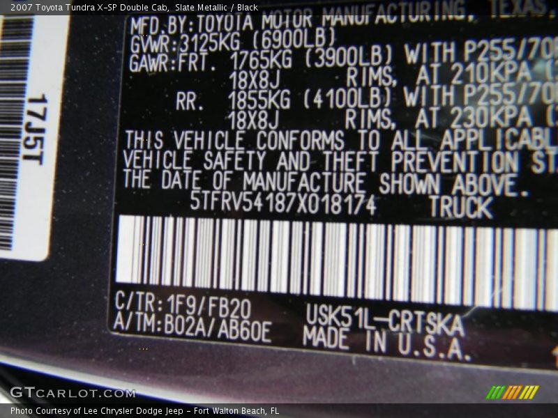 Slate Metallic / Black 2007 Toyota Tundra X-SP Double Cab
