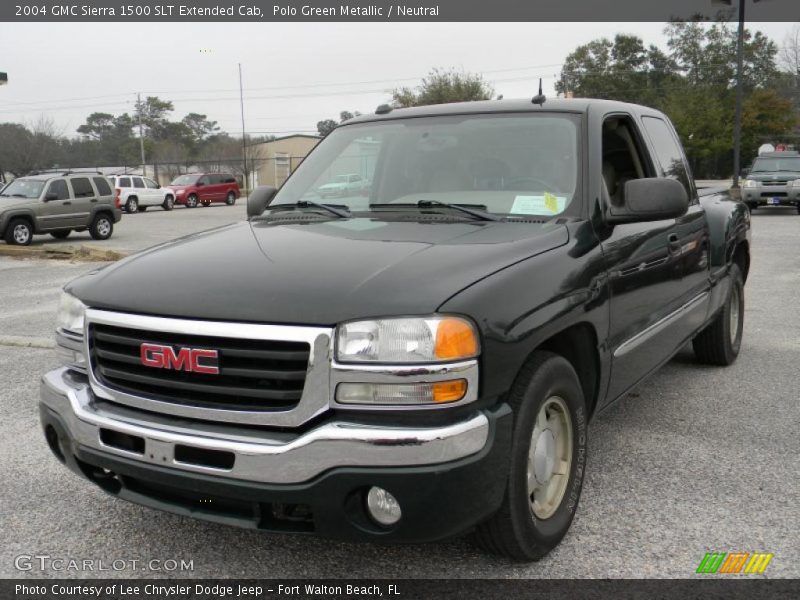 Polo Green Metallic / Neutral 2004 GMC Sierra 1500 SLT Extended Cab