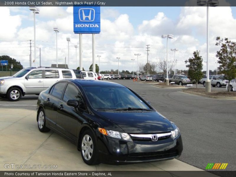Nighthawk Black Pearl / Gray 2008 Honda Civic LX Sedan