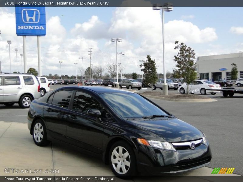 Nighthawk Black Pearl / Gray 2008 Honda Civic LX Sedan
