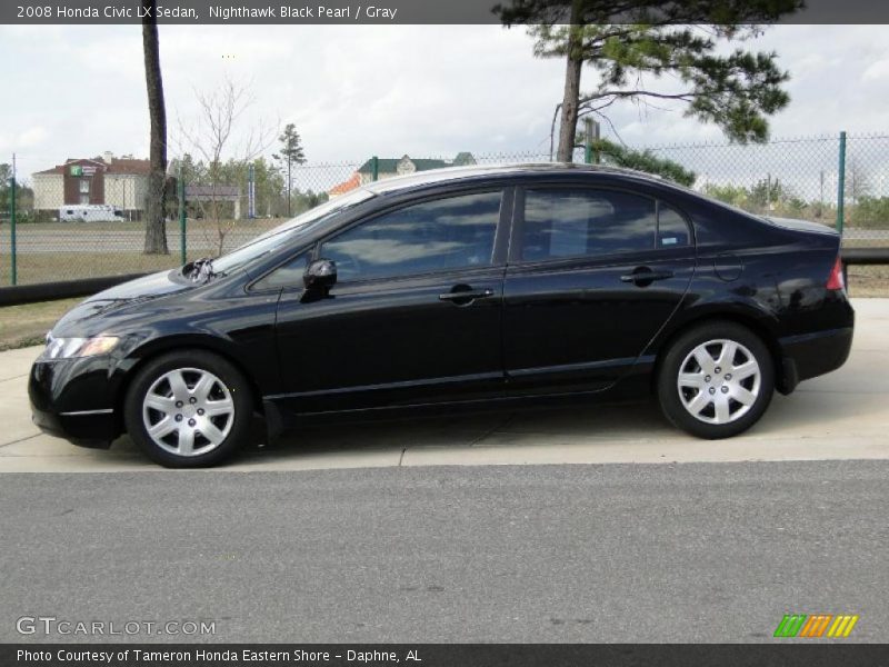 Nighthawk Black Pearl / Gray 2008 Honda Civic LX Sedan