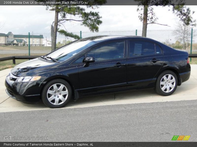Nighthawk Black Pearl / Gray 2008 Honda Civic LX Sedan