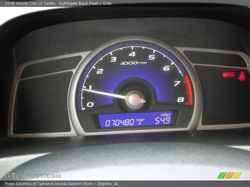 Nighthawk Black Pearl / Gray 2008 Honda Civic LX Sedan