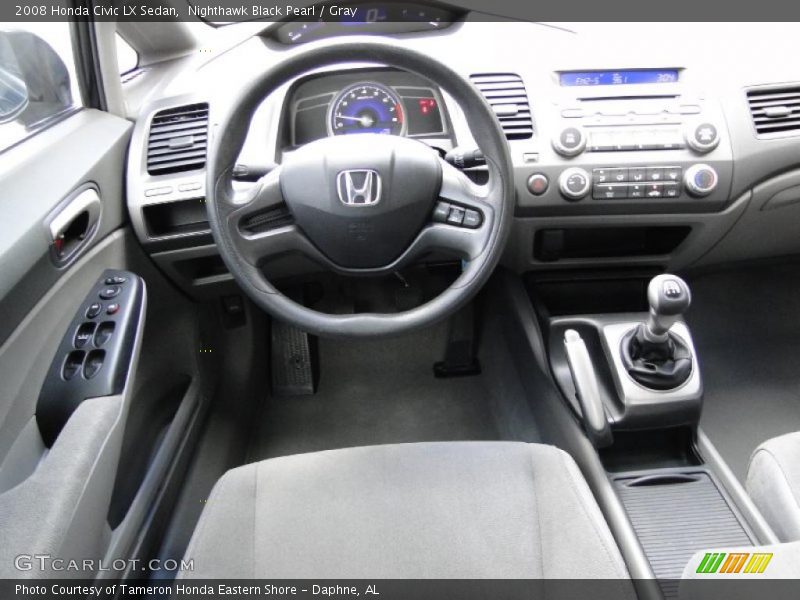 Nighthawk Black Pearl / Gray 2008 Honda Civic LX Sedan