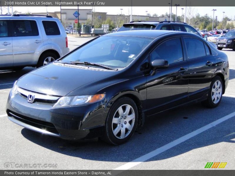 Nighthawk Black Pearl / Gray 2008 Honda Civic LX Sedan