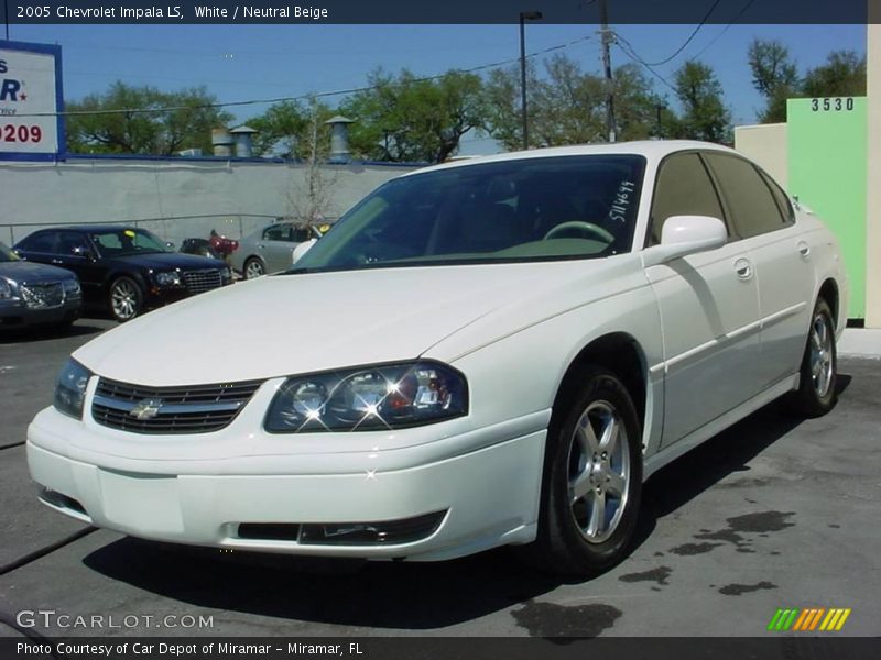 White / Neutral Beige 2005 Chevrolet Impala LS