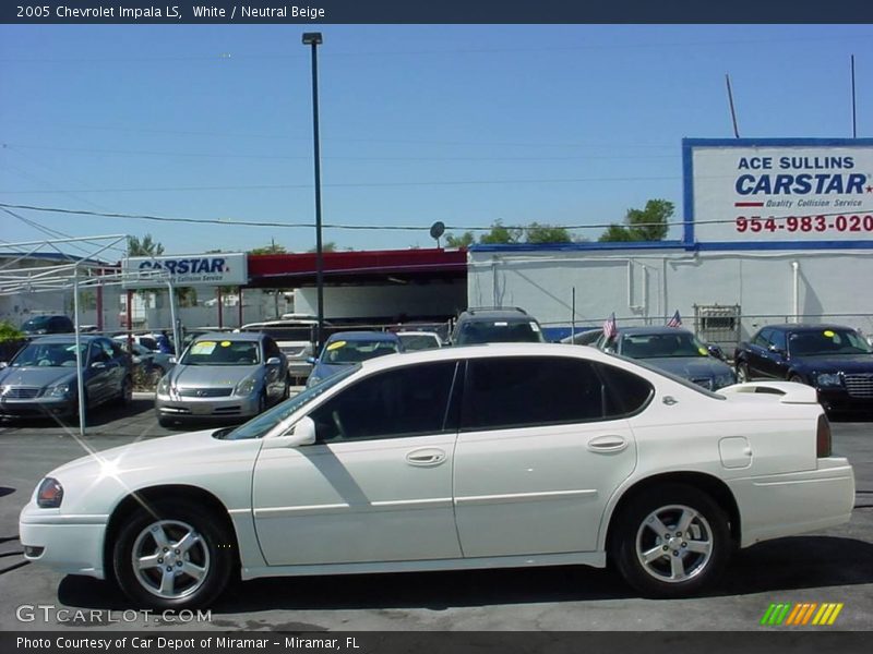 White / Neutral Beige 2005 Chevrolet Impala LS