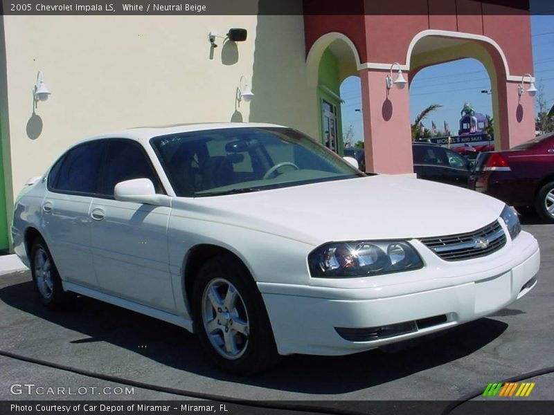 White / Neutral Beige 2005 Chevrolet Impala LS