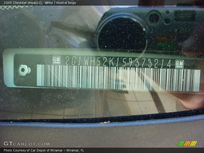 White / Neutral Beige 2005 Chevrolet Impala LS