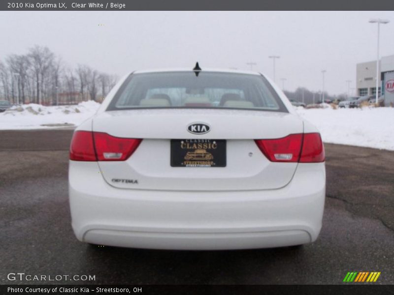 Clear White / Beige 2010 Kia Optima LX