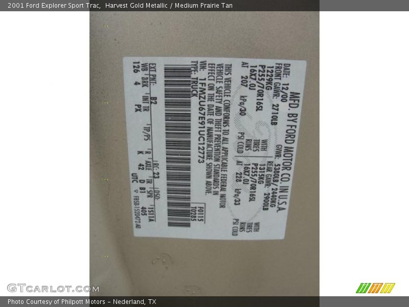 Harvest Gold Metallic / Medium Prairie Tan 2001 Ford Explorer Sport Trac