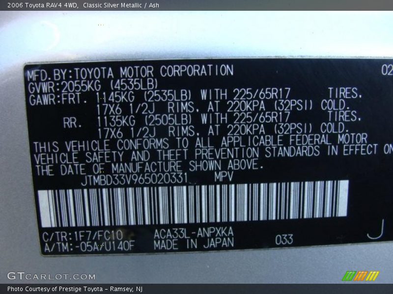 Classic Silver Metallic / Ash 2006 Toyota RAV4 4WD