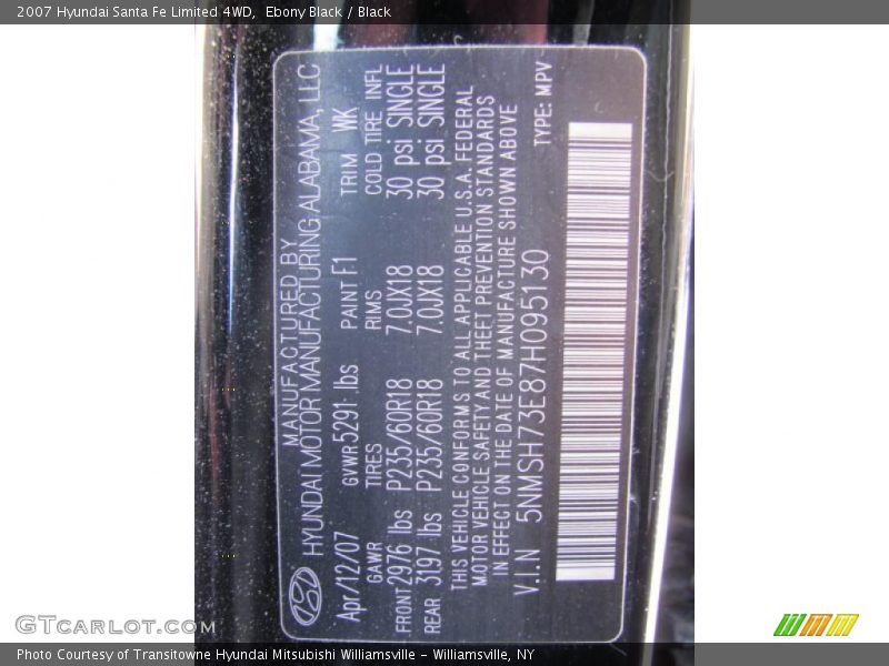 Ebony Black / Black 2007 Hyundai Santa Fe Limited 4WD