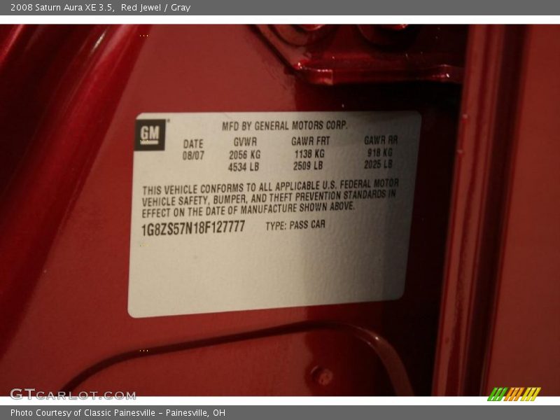 Red Jewel / Gray 2008 Saturn Aura XE 3.5