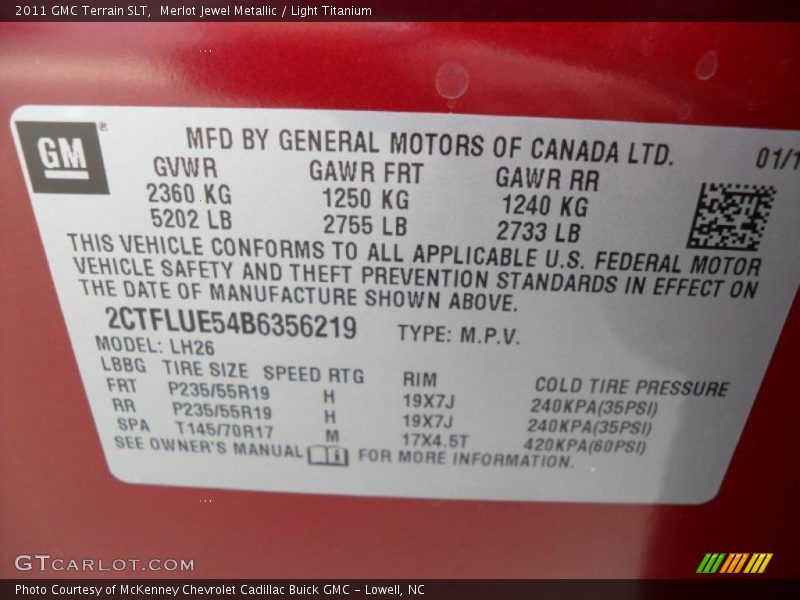 Merlot Jewel Metallic / Light Titanium 2011 GMC Terrain SLT
