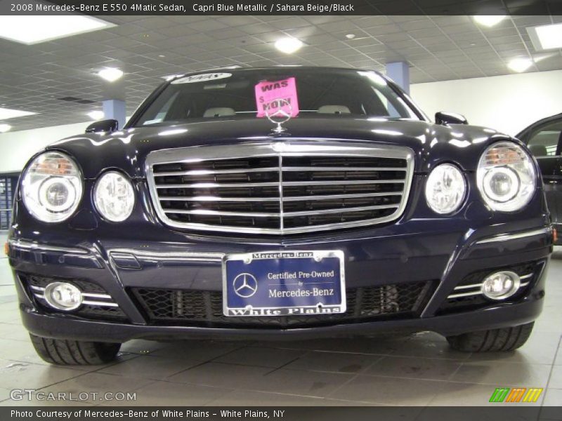 Capri Blue Metallic / Sahara Beige/Black 2008 Mercedes-Benz E 550 4Matic Sedan