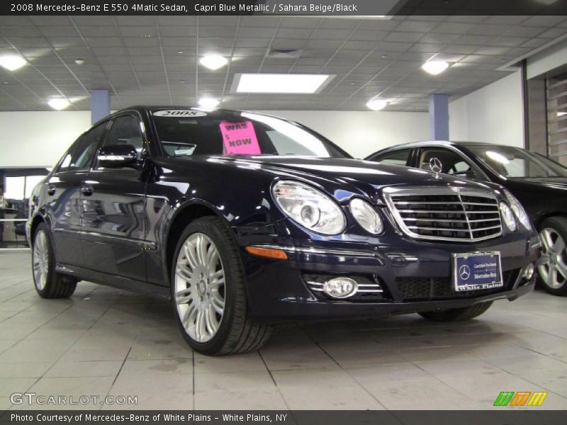 Capri Blue Metallic / Sahara Beige/Black 2008 Mercedes-Benz E 550 4Matic Sedan