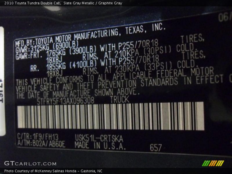 Slate Gray Metallic / Graphite Gray 2010 Toyota Tundra Double Cab