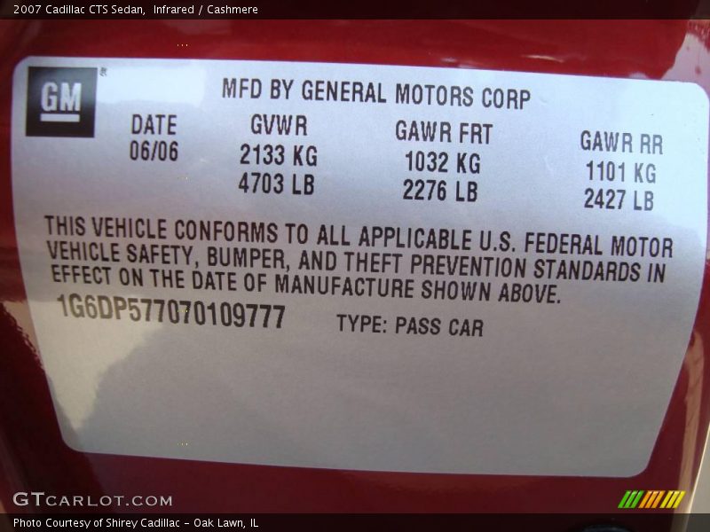Infrared / Cashmere 2007 Cadillac CTS Sedan