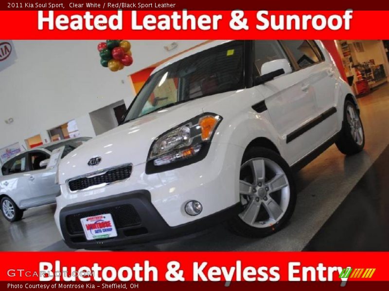 Clear White / Red/Black Sport Leather 2011 Kia Soul Sport