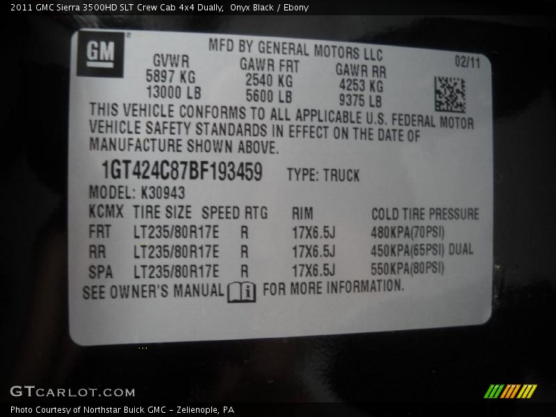 Onyx Black / Ebony 2011 GMC Sierra 3500HD SLT Crew Cab 4x4 Dually